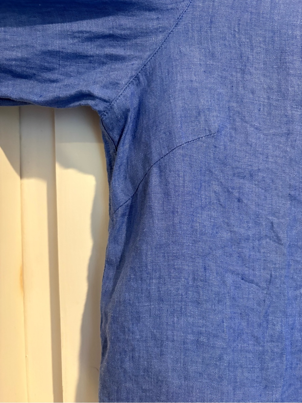 J. McLaughlin Blue Linen Shirt Lightweight Spring Summer Long sleeve Button Up - Picture 3 of 8